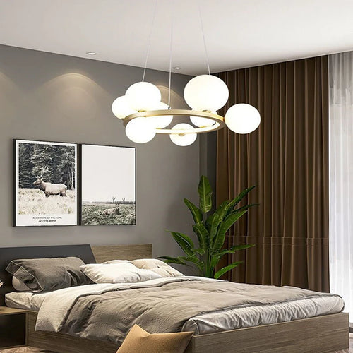 suspension lustre design bulle en verre créatif moderne - vue 4 sur 18