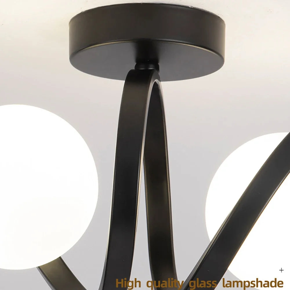 Plafonnier Verre moderne nordique or Double tête éclairage couloir - vue 6 sur 8