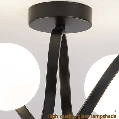 Plafonnier Verre moderne nordique or Double tête éclairage couloir - vue 7 sur 8