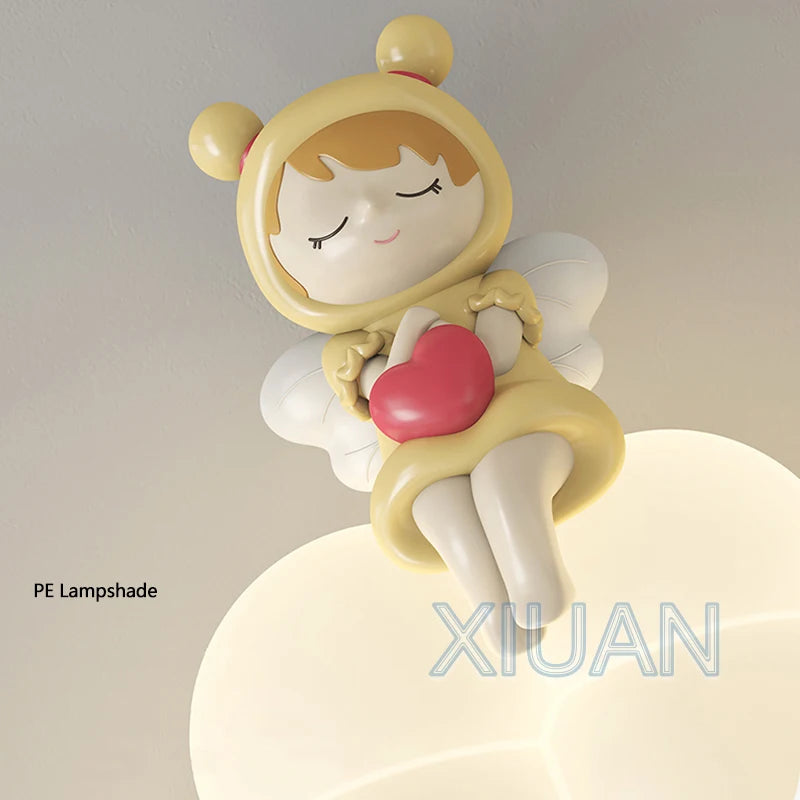 appliques murales créatives led pour enfants en forme d'ours ange lapin - vue 6 sur 9