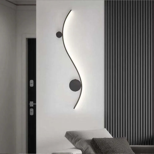 applique murale moderne cuivre or ligne décor salon escalier éclairage intérieur lustre - vue 5 sur 14