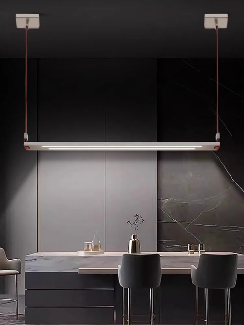 lustre led en métal et cuir pour bar et bureau - vue 4 sur 9