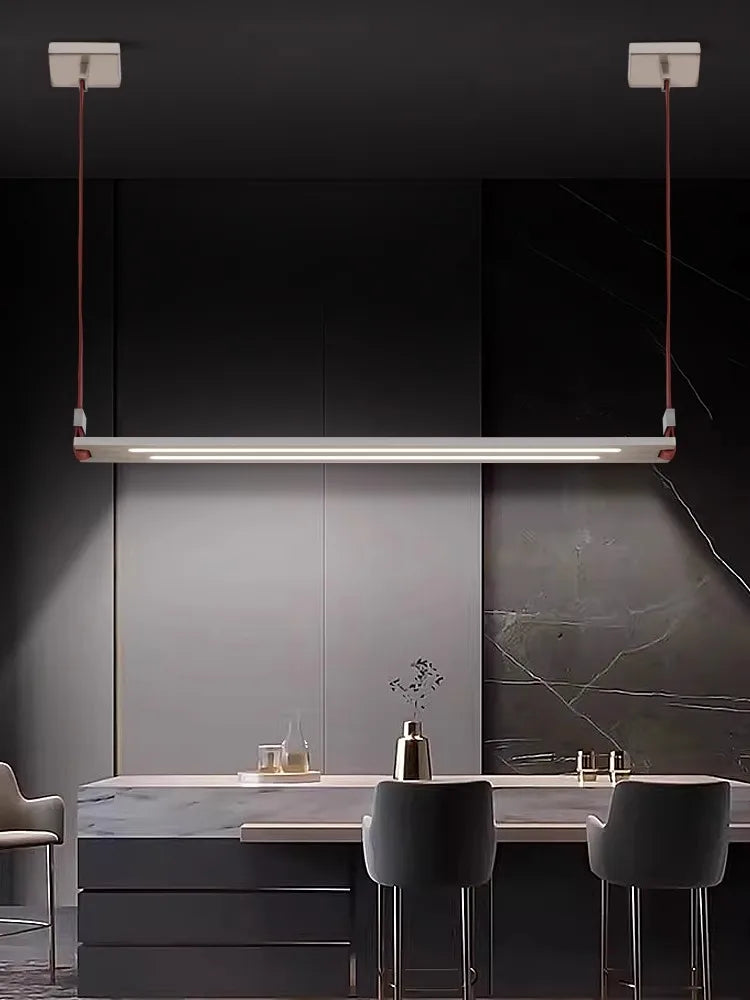 lustre led en métal et cuir pour bar et bureau - vue 4 sur 9