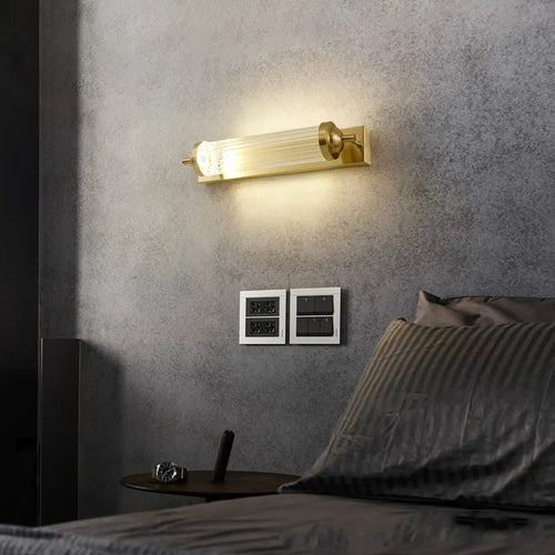 applique murale led en cristal doré pour miroir frontal - vue 2 sur 8