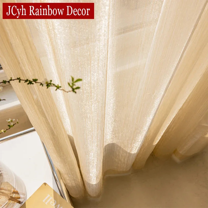 Voilage tulle scintillant moderne pour salon chambre fenêtre - vue 1 sur 8