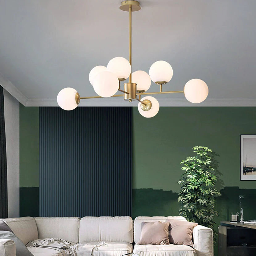 sandyha moderne led lustre en verre moléculaire de luxe - vue 3 sur 9