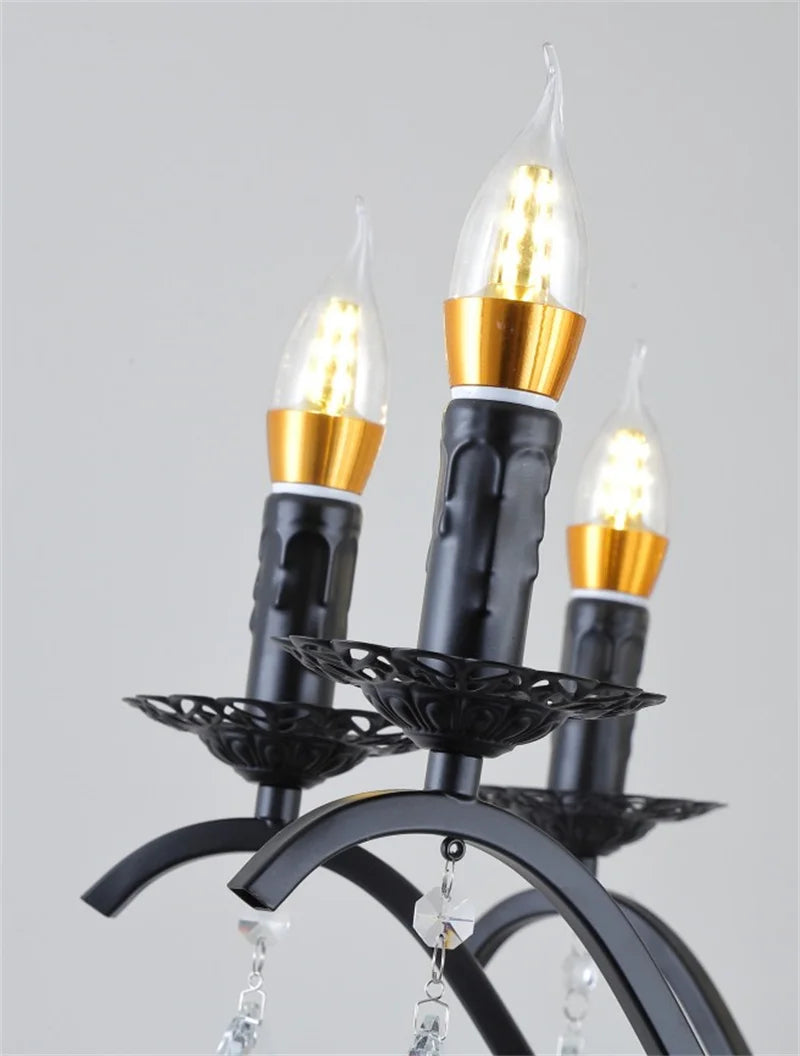 lustre en fer forgé avec suspensions en cristal pour intérieur élégant - vue 5 sur 10