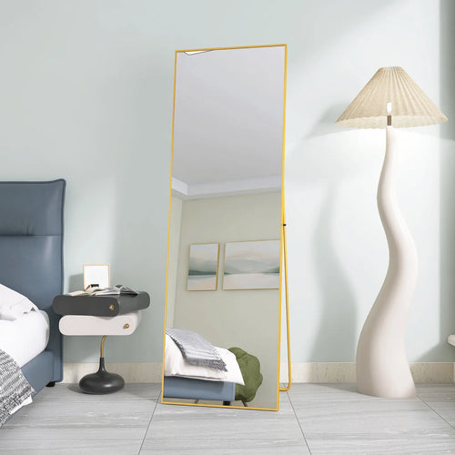 miroir cosmétique en verre trempé avec cadre en aluminium doré - vue 4 sur 7