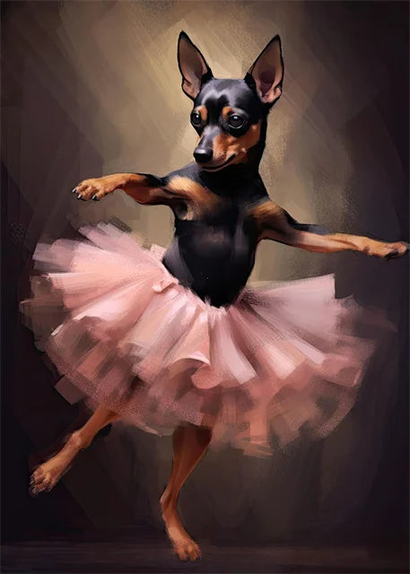 portraits de ballerine de chien art abstrait mural kawaii - vue 20 sur 26