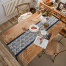 Chemin de table rayures bleu marine dentelle campagne
