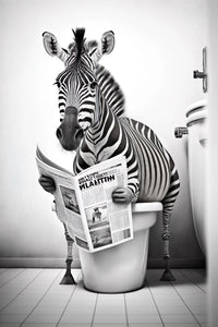 décoration murale humoristique animaux sur toilettes en toile