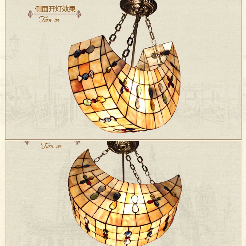 suspension créative en verre teinté forme de lune décorative intérieure - vue 4 sur 6