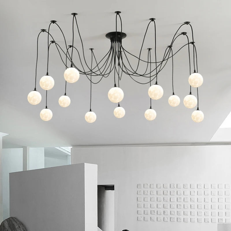 lustre multi lumières suspendues style nordique pour commerces - vue 5 sur 16