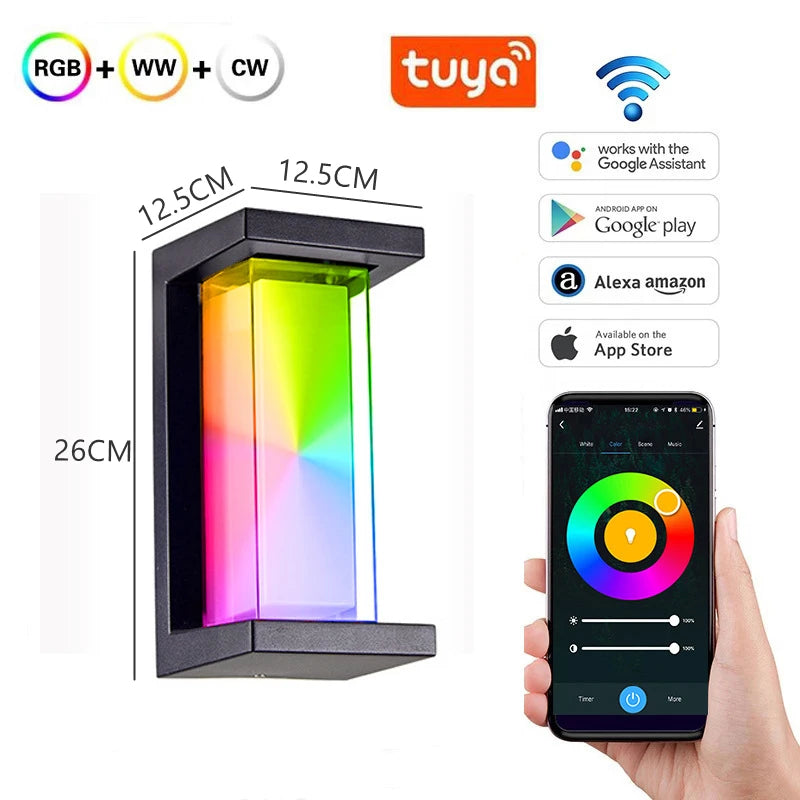 applique murale led extérieure wi-fi étanche double abat-jour aluminium acrylique - vue 14 sur 15