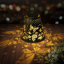 lanterne solaire suspendue projection fleurs papillons pour jardin extérieur