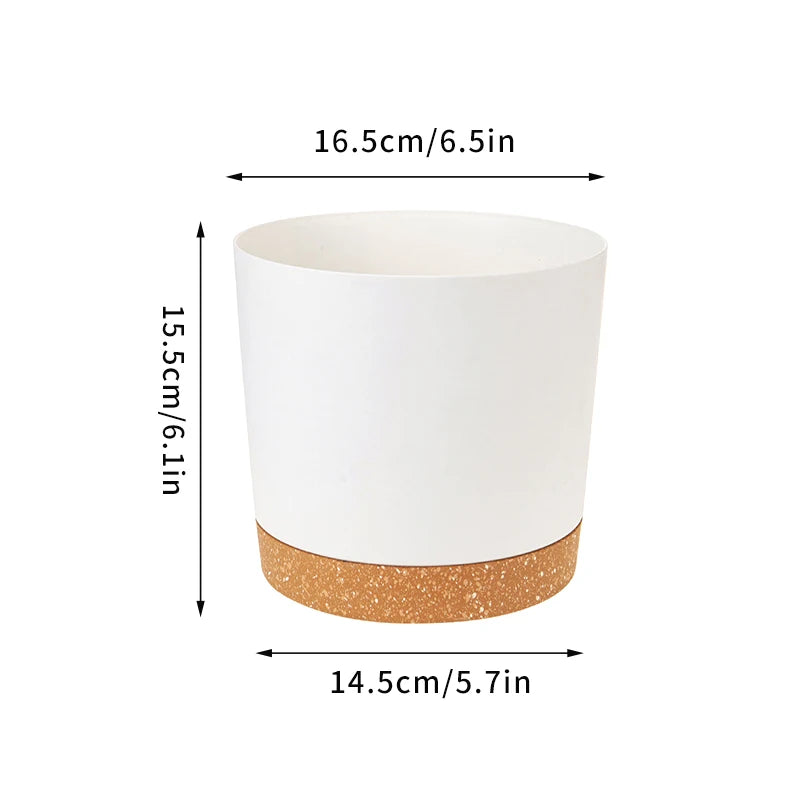 grand pot circulaire en plastique pour plantes d'intérieur avec drainage et plateau - vue 15 sur 15