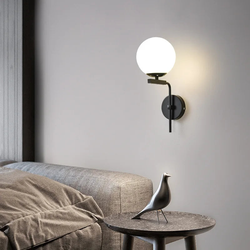 applique murale led moderne en forme de boule de verre pour décoration intérieure - vue 3 sur 10