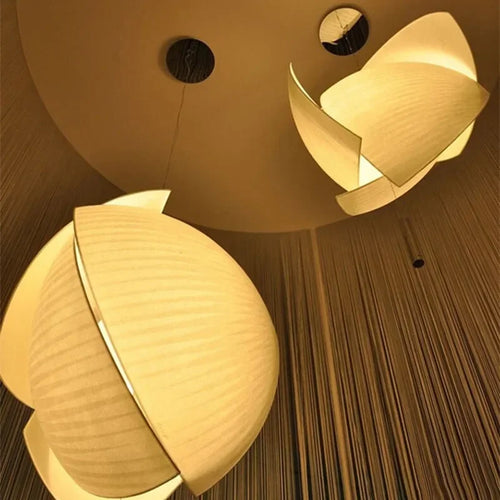 suspension japonaise en tissu design fait main wabi sabi pour éclairage intérieur - vue 2 sur 11