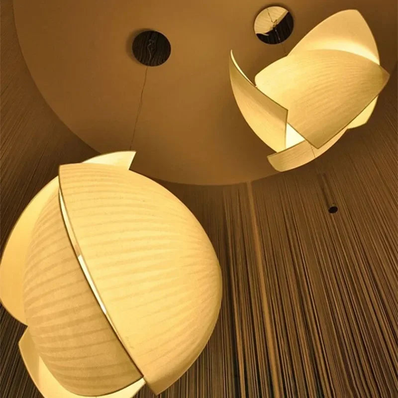 suspension japonaise en tissu design fait main wabi sabi pour éclairage intérieur - vue 2 sur 11