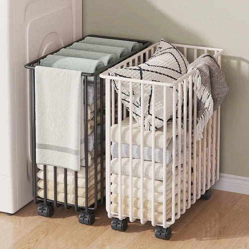 panier à linge à roulettes pour vêtements sales portable - vue 2 sur 8
