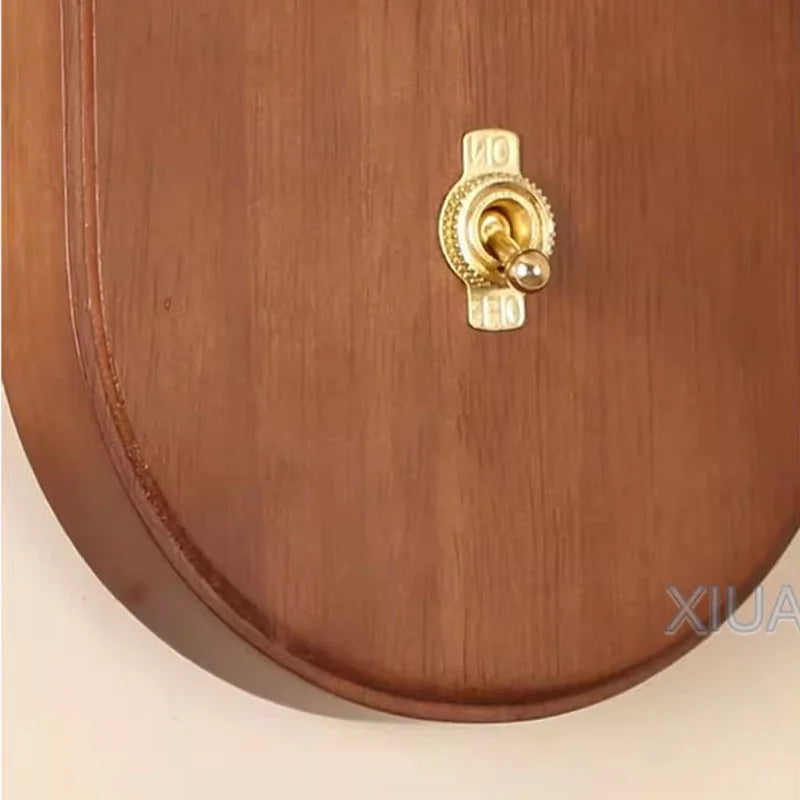 applique murale wabi-sabi rétro en bois massif avec interrupteur - vue 6 sur 8