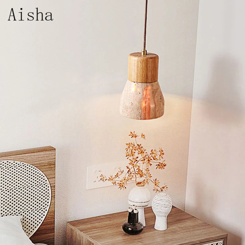 suspension wabi sabi créative en pierre naturelle décorative - vue 3 sur 8