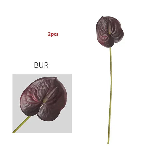 feuilles d'anthurium artificielles pour décoration florale et jardin - vue 18 sur 24