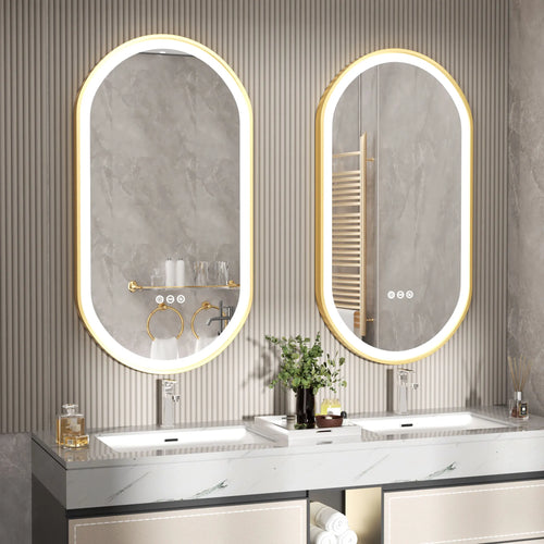 miroir oval à led avec éclairage ajustable et anti-buée - vue 2 sur 8
