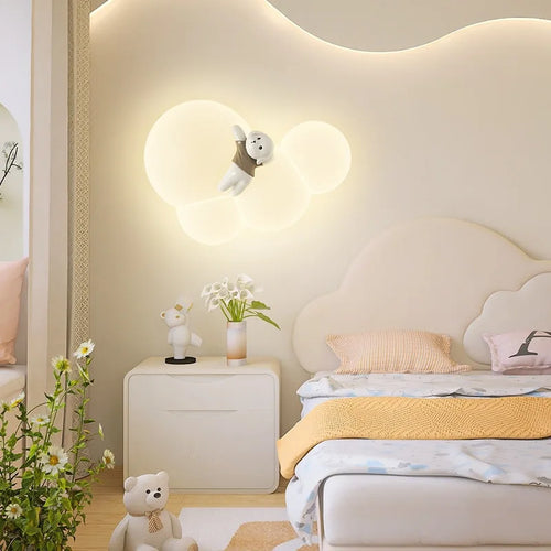 applique murale nuage ourson et chien veilleuse décorative enfant - vue 5 sur 7