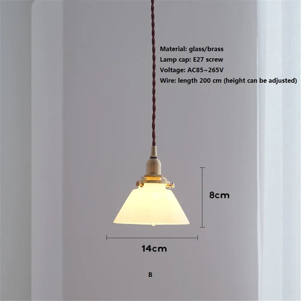 suspension en verre style américain luminaire rétro en laiton - vue 8 sur 10