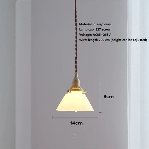 suspension en verre style américain luminaire rétro en laiton - vue 9 sur 10