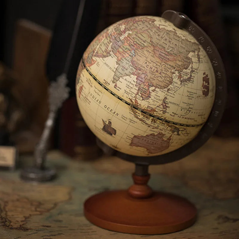 globe terrestre éducatif avec base en bois rétro pour décoration - vue 3 sur 7