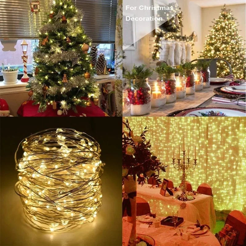 guirlande lumineuse led cuivre 20m 8 modes télécommande décoration extérieure - vue 6 sur 9