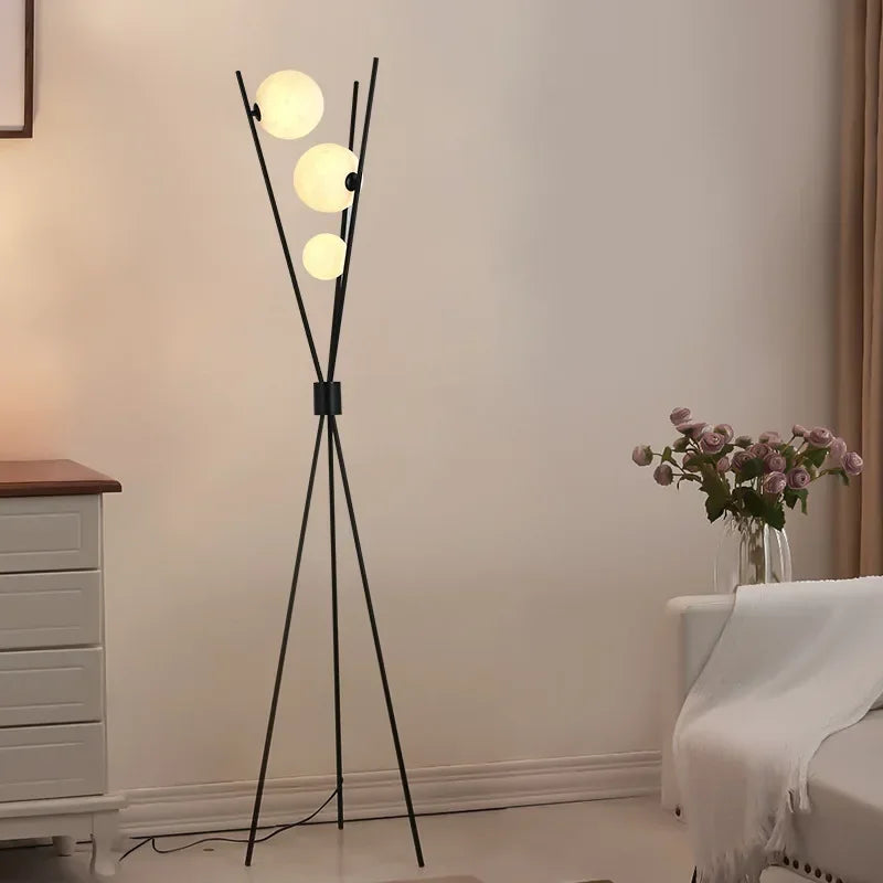 lampadaire led moderne boule de verre trépied lampe décorative - vue 4 sur 10