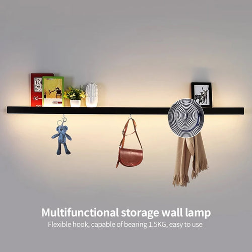 Applique salon canapé fond simple longue bande étagère lampe avec interrupteur protection des yeux chambre chevet éclairage mural - vue 4 sur 16