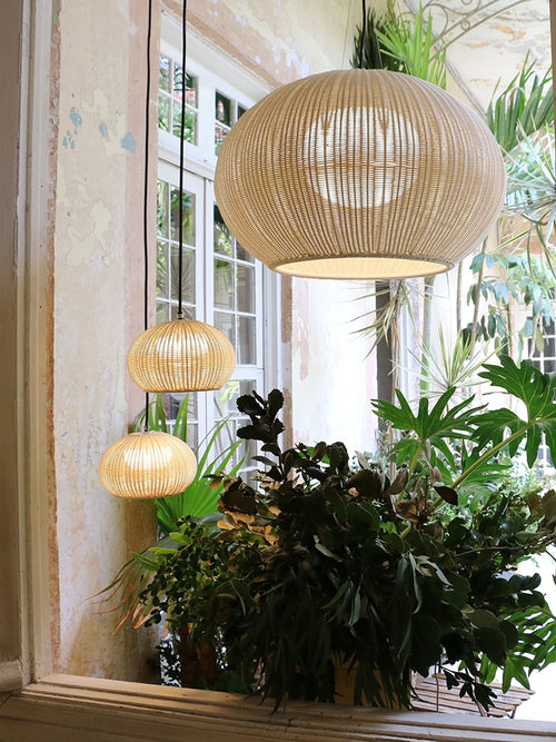 plafonnier wabi sabi en rotin pour décoration moderne et élégante - vue 3 sur 12