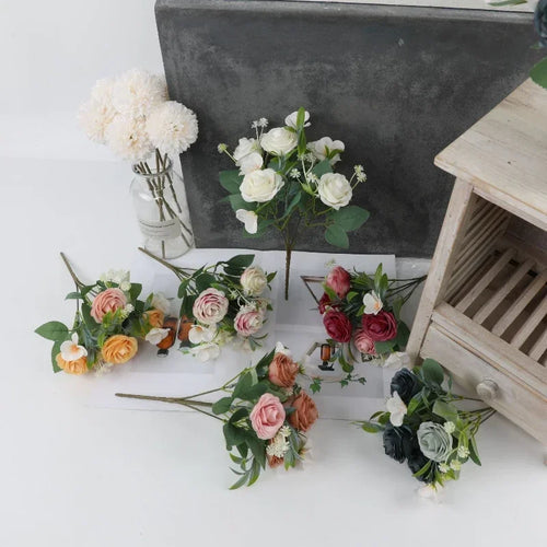 bouquet de roses artificielles en soie pour décoration intérieure - vue 5 sur 12
