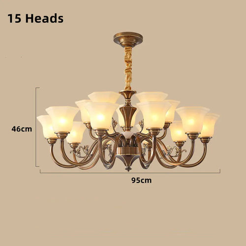 lustre vintage en cuivre avec abat-jour en verre dépoli - vue 20 sur 20