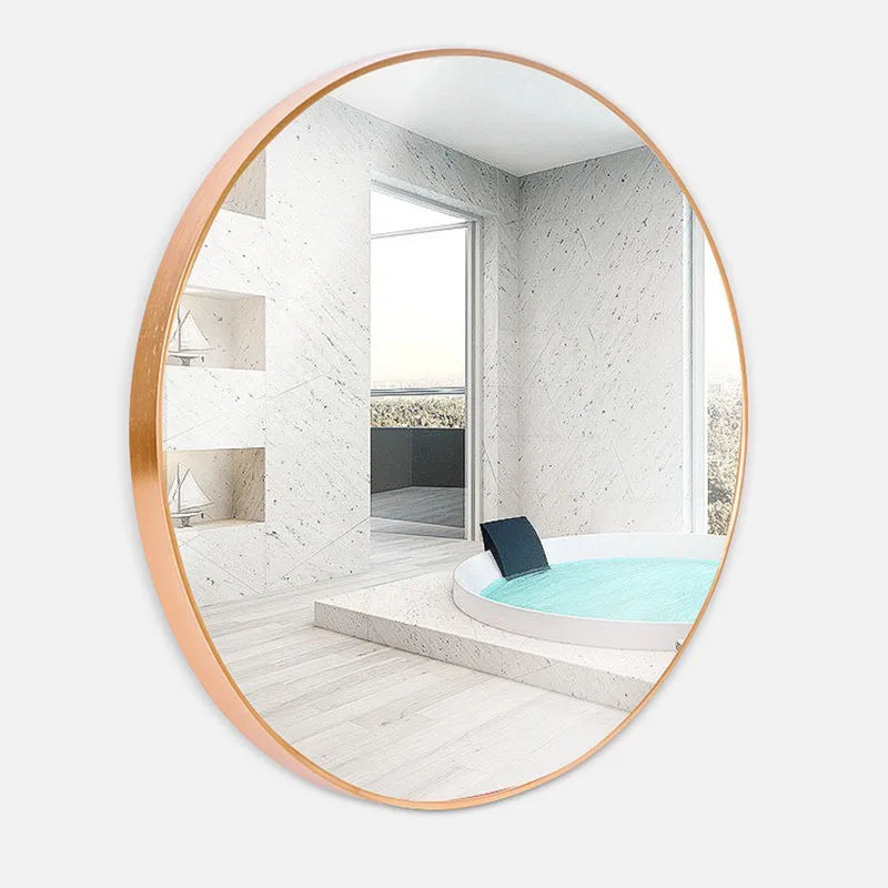 miroir rond moderne avec cadre en aluminium pour décoration murale - vue 3 sur 6
