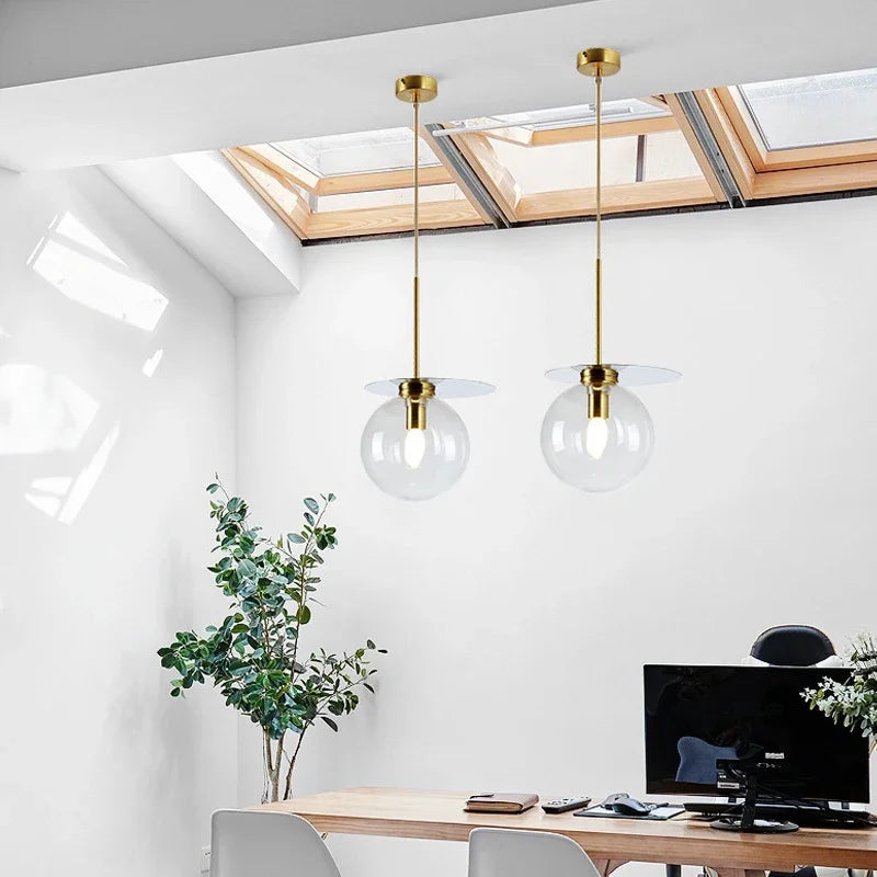 suspension moderne en verre teinté pour décoration intérieure - vue 6 sur 11