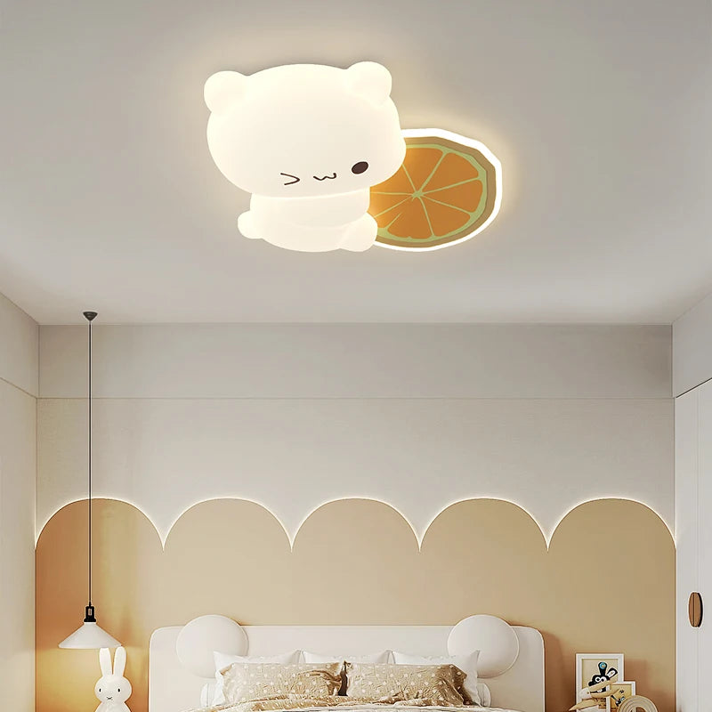 plafonnier led ours cartoon motif fruits pour enfants - vue 4 sur 12