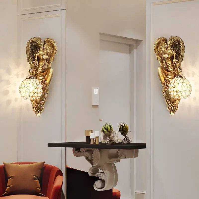 applique murale led moderne nordique ange sirène décorative en résine - vue 3 sur 9