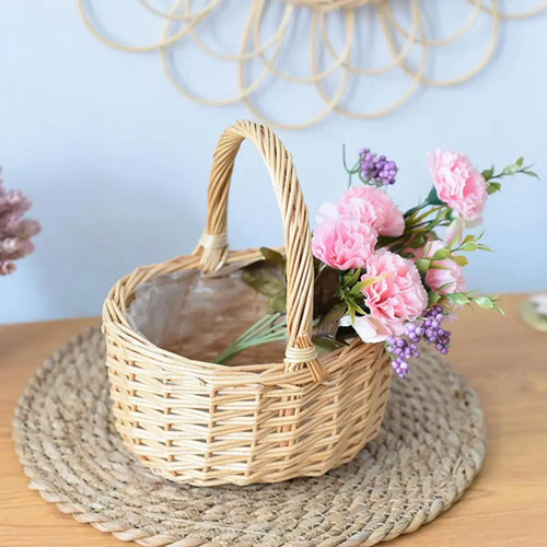 panier tissé rotin pour fleurs et aliments - vue 5 sur 7