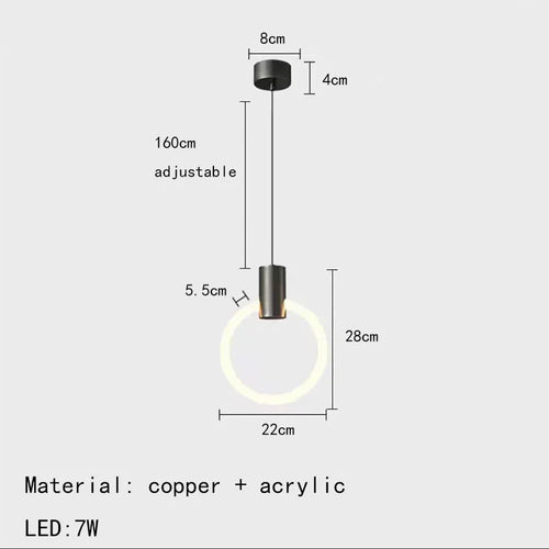 applique murale led moderne en laiton anneau acrylique 3 couleurs gradable - vue 9 sur 10