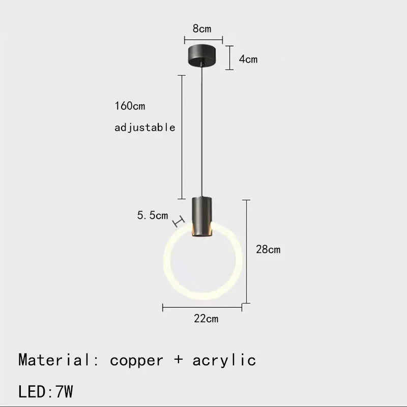 applique murale led moderne en laiton anneau acrylique 3 couleurs gradable - vue 8 sur 10