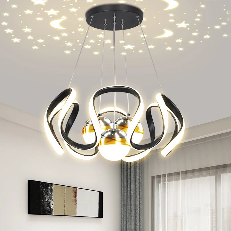 lustre moderne led décoration maison mode plafonnier luminaires - vue 3 sur 15