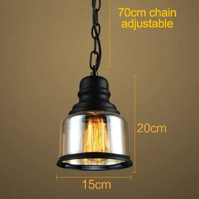 suspension industrielle rétro en verre ambré avec corde de chanvre - vue 5 sur 6