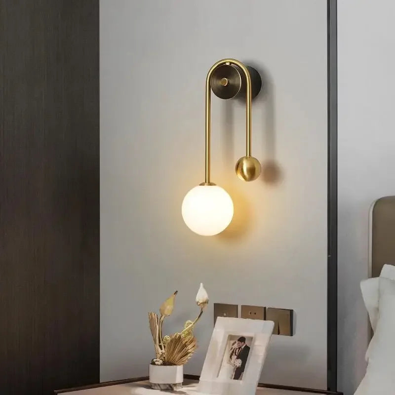 applique murale moderne en verre avec abat-jour led décoratif - vue 4 sur 8