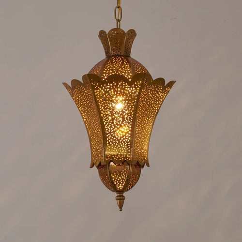 suspension marocaine rétro vintage en métal sculpté pour restaurant et hôtel - vue 2 sur 5