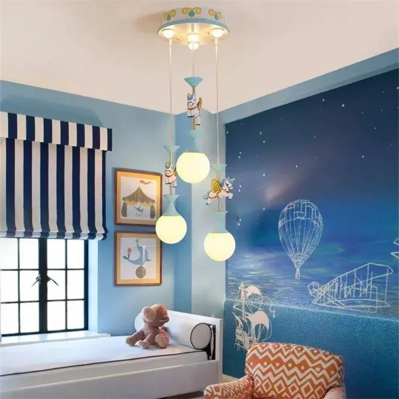 Lustres de chambre d'enfants plafonnier mignon fantaisie moderne lampe à LED créative avec animal salon filles chambre lumière - vue 5 sur 12